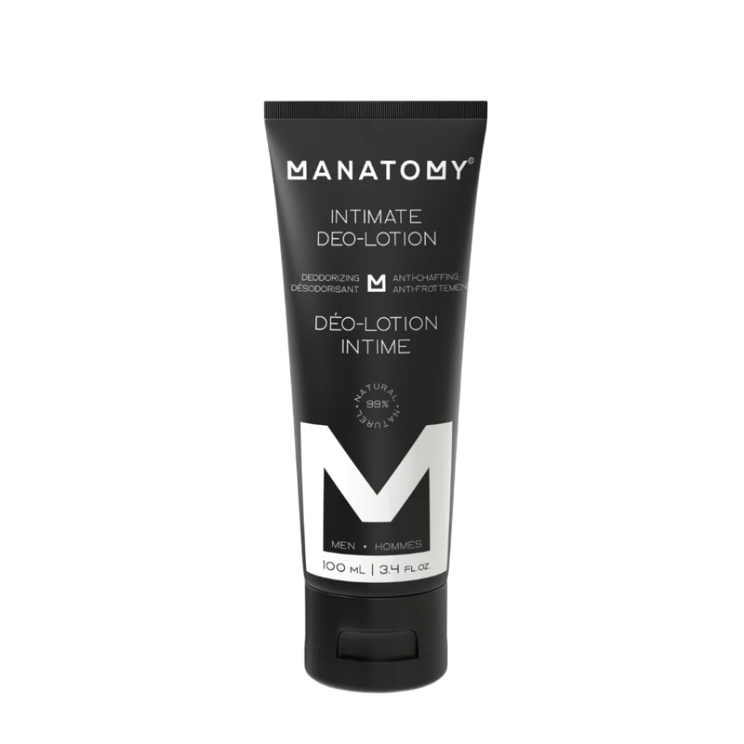 Manatomy intimate deo-lotion tube on a gray background
